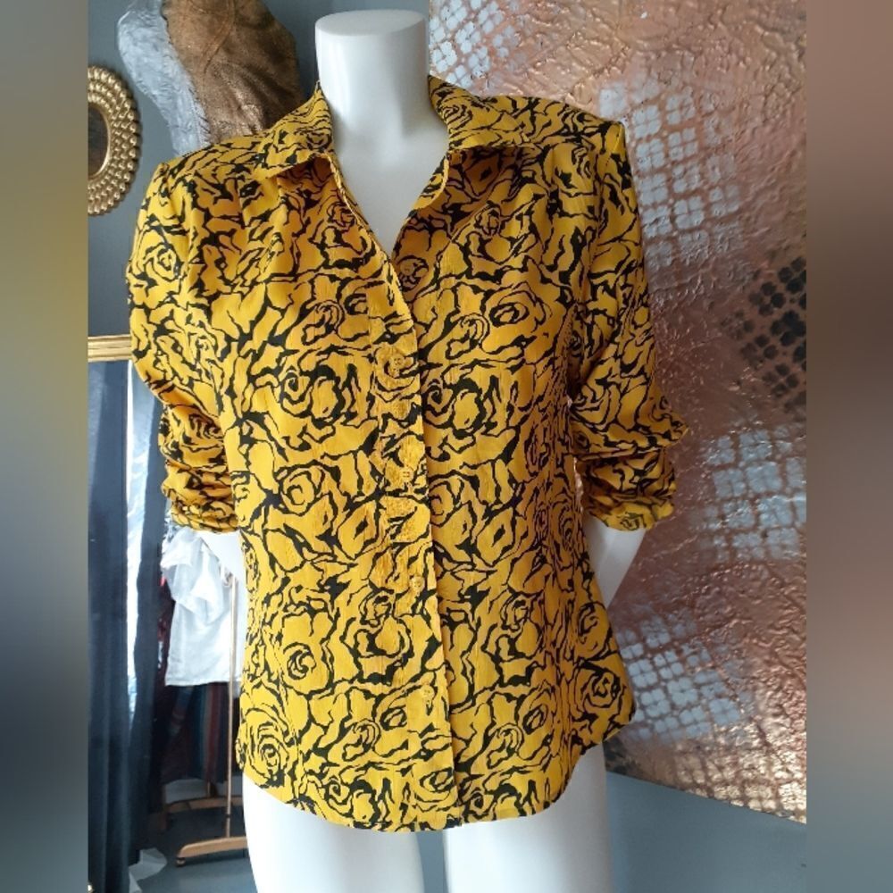Vintage Abstract Print Button Down Shirt